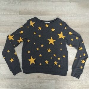 Wildfox Women's Sweatshirt Rayon Blend Pullover Stretchy Stars Long Sleeve Med.